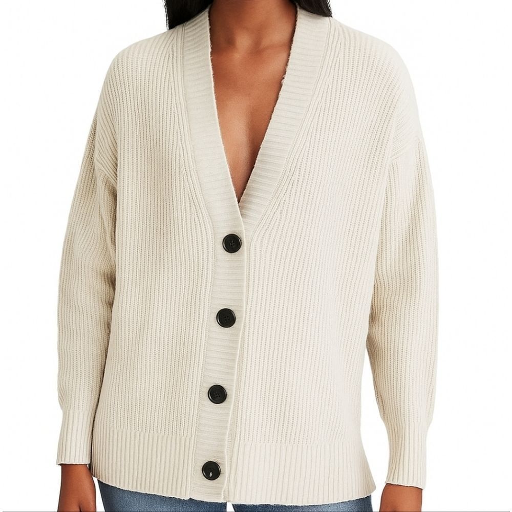 American Eagle Oatmeal Cream Button Long Sleeve Oversized Cardigan - Size Small